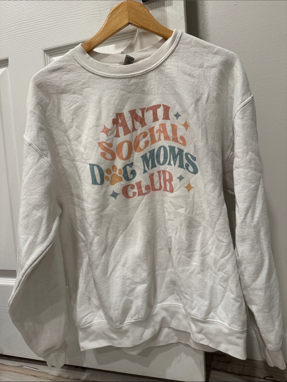 Anti Social Dog Moms Club White Crewneck Sweatshirt